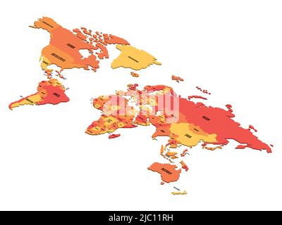Mappa politica isometrica del mondo Illustrazione Vettoriale