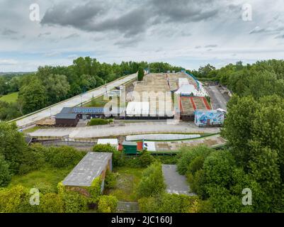 Stoke Ski Center | The Premier Dry Slope Stoke on Trent Aerial Drone Foto Stock