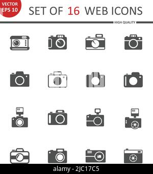 Insieme dell'icona della macchina fotografica Illustrazione Vettoriale