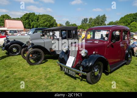 Auto d'epoca Austin Seven in mostra al Surrey Heath Show, un evento al Frimley Lodge Park, Surrey, Inghilterra, Regno Unito Foto Stock