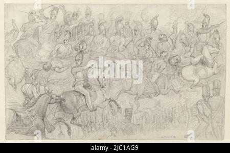 Studio per la battaglia di Waterloo, disegnatore: Jan Willem Pieneman, c. 1824, carta, h 273 mm x l 378 mm Foto Stock