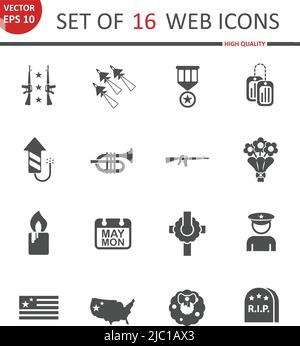 Icone Web del Memorial Day Illustrazione Vettoriale