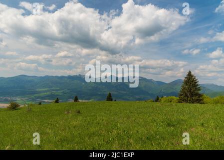 Krivanska Mala Fatra montagne da Nolcovska Magura collina in primavera Velka Fatra montagne in Slovacchia Foto Stock