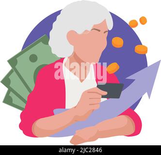 Buoni investimenti per i pensionati. Reddito passivo Illustrazione Vettoriale