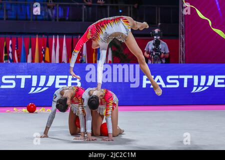 Pesaro, Italia. 05th giugno 2022. Italia gruppo team durante la Ginnastica ritmica Coppa del mondo 2022 Pesaro alla Vitrifrigo Arena di Pesaro. Credit: SOPA Images Limited/Alamy Live News Foto Stock