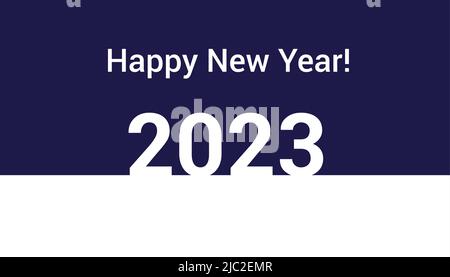 Felice anno nuovo 2023. Banner in blu scuro e bianco Illustrazione Vettoriale