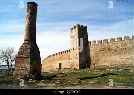 Fortezza di Akkerman, resti del Minareto dal periodo ottomano, Bilhorod-Dnistrovskyi, Odessa Regione, Ucraina Foto Stock