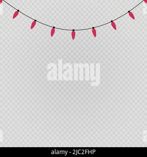 Le luci di Natale candela-ghirlanda sagomato. Vector piatto ghirlanda di Natale. Ghirlande di festa insieme Illustrazione Vettoriale