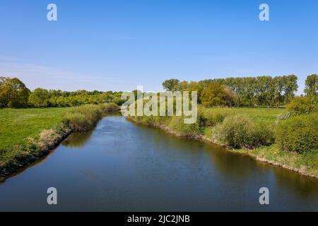 Haltern, Renania settentrionale-Vestfalia, Germania - Lippe, paesaggio fluviale. Foto Stock