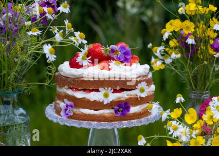 Fragola e crema di metà estate scandinava Foto Stock