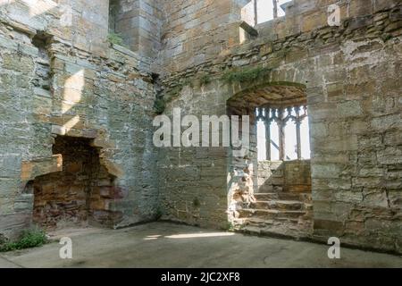 Dettaglio all'interno della Marmion Tower, West Tanfield, North Yorkshire, Regno Unito. Foto Stock