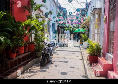Affascinanti strade di Getsemani, il quartiere più cool di Cartagena de Indias, Colombia Foto Stock
