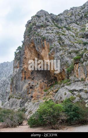 Scogliere di Torrent de Pareis a SA Calobra Mallorca, Spagna Foto Stock