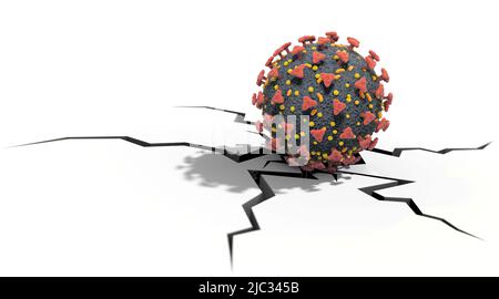 Impatto e distruzione del coronavirus Foto Stock