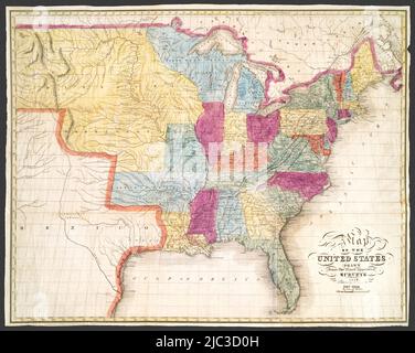 Titolo originale: Mappa degli Stati Uniti: Tratto dai sondaggi più approvati. Pubblicato 1826.Mostra i confini e altre importanti caratteristiche politiche e geografiche. Dà meridiani primorivanti sia da Greenwich che da Washington, D.C. dà le posizioni generali delle tribù dei nativi Americani. Foto Stock