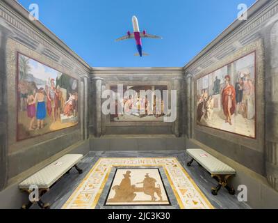Affreschi murali in Palazzo Farnese con aereo Foto Stock