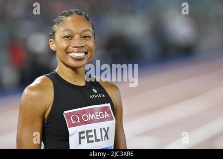 Roma, Italia. 09th giugno 2022. FELIX Allyson (USA) durante il Golden Gala Pietro Mennea, Diamond League, presso lo Stadio Olimpico, 9th giugno 2022, Roma, Italia. Credit: Independent Photo Agency/Alamy Live News Foto Stock