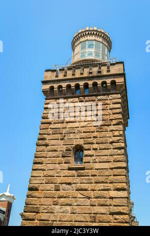 Vista dei fari Navesink Twin Lights state Historic Site nelle Highlands, New Jersey, Stati Uniti. Foto Stock