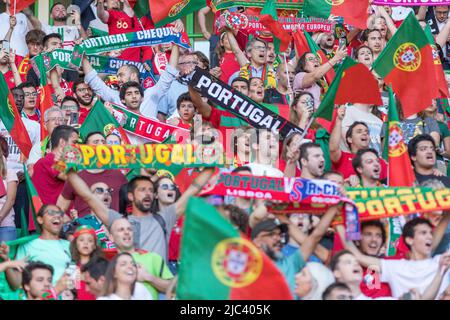 Giugno 09, 2022. Lisbona, Portogallo. Tifosi portoghesi durante il torneo finale della Lega delle Nazioni UEFA tra Portogallo e Czechia credito: Alexandre de Sousa/Alamy Live News Foto Stock