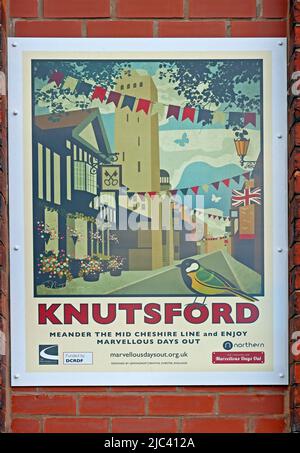 Poster per visite a Knutsford, Meander la linea ferroviaria Mid-Cheshire Line e godere di meravigliose giornate in treno fuori - tatton & Park Foto Stock