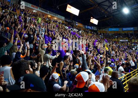 Franca, Brasile. 09th giugno 2022. SP - Franca - 06/09/2022 - NBB 2022, FRANCA X FLAMENGO - Franca tifosi durante una partita contro Flamengo per la finale NBB 2022 a Pedrocao Foto: Thiago Calil/AGIF/Sipa USA Credit: Sipa USA/Alamy Live News Foto Stock