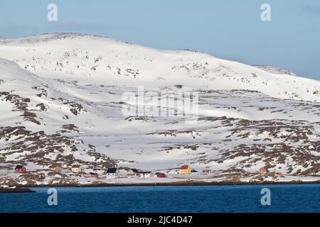 Tra Havoysund e Honningsvag, Inverno, Norvegia Foto Stock