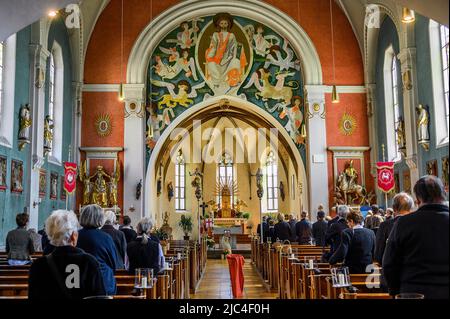 Chiesa di San Martino, la chiesa parrocchiale cattolica romana di Stiefenhofen, Allgaeu, Baviera, Germania Foto Stock