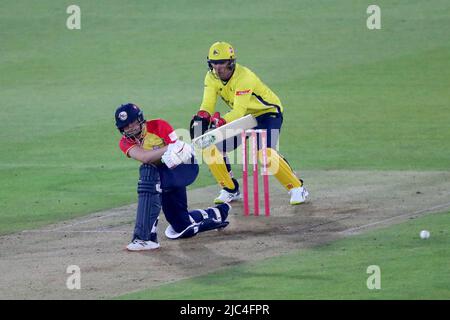 Matt Critchley in azione di batting per l'Essex durante Hampshire Hawks vs Essex Eagles, Vitality Blast T20 Cricket all'Ageas Bowl il 9th giugno 2022 Foto Stock