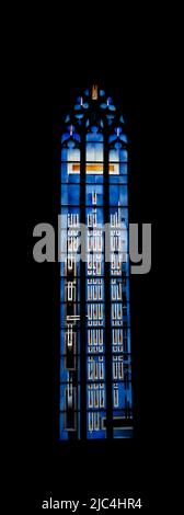 Finestra di completamento del mondo di Johannes Schreiter nella Cattedrale di Ulm, finestra sud, finestra della chiesa, Ulm, Baden-Wuerttemberg, Germania Foto Stock