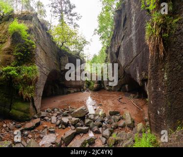 Burn o’ VAT è un esempio di pothole, situata vicino a Loch Kinord, vicino al villaggio di Dinnett, in Aberdeenshire, Scozia Foto Stock