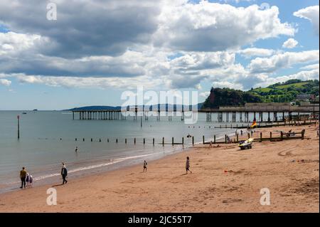 Il Grand Pier a Teignmouth, Devon, Inghilterra Foto Stock