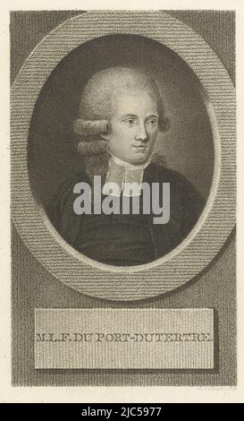 Ritratto di Marguerite-Louis-Francois Duport-Dutertre, tipografo: Lambertus Antonius Claessens, (menzionato in oggetto), Amsterdam, c.. 1792 - c. 1808, carta, incisione, h 187 mm x l 125 mm Foto Stock