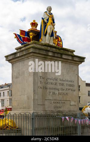 Statua del Re Giorgio 3rd Tributo, Weymouth Foto Stock