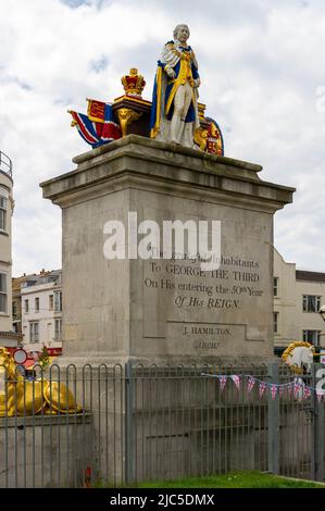 Statua del Re Giorgio 3rd Tributo, Weymouth Foto Stock