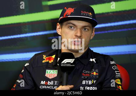 Baku, Azerbaigian. 10th giugno 2022. Max Verstappen, Red Bull Racing durante la conferenza stampa piloti durante il Gran Premio di Azerbaigian di Formula 1 2022, 8th round del Campionato Mondiale di Formula uno FIA 2022, sul circuito cittadino di Baku, dal 10 al 12 giugno 2022 a Baku, Azerbaigian - Foto: DPPI /DPPI/LiveMedia Credit: Independent Photo Agency/Alamy Live News Credit: Independent Photo Agency/Alamy Live News Foto Stock