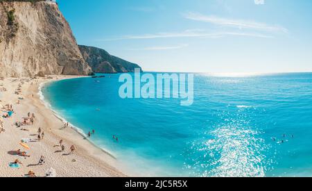 Spiagge più belle della Grecia series - Porto Katsiki in Lefkada. Isole Ionie Foto Stock