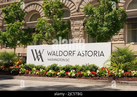 Waldorf Astoria Hotel nel centro di Washington, D.C., Stati Uniti. 01 giugno 2022 Nuova apertura del lussuoso hotel a 5 stelle Waldorf Astoria, l'ex Trump Hotel. Foto Stock