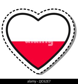 Etichetta con il cuore della Polonia su sfondo bianco. Badge Vintage Vector Love. Giornata nazionale. Cartello da viaggio. Illustrazione Vettoriale