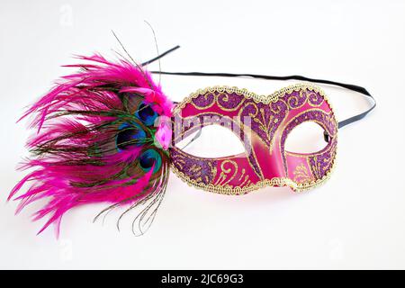 Maschera in stile veneziano rosa scintillante Foto Stock