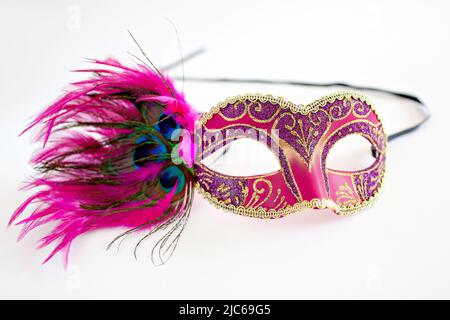 Maschera in stile veneziano rosa scintillante Foto Stock