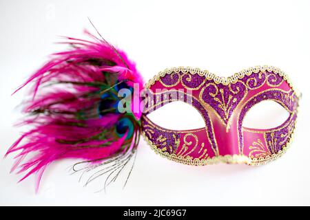 Maschera in stile veneziano rosa scintillante Foto Stock