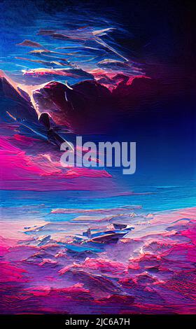 Sfondo astratto di colori e texture surreali. Cielo e nuvole Foto Stock