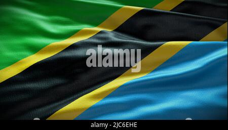 Illustrazione di sfondo della bandiera nazionale della Tanzania. Simbolo del paese. Foto Stock