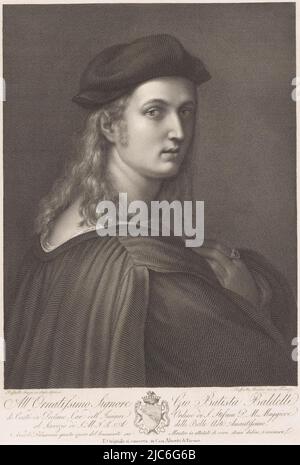 Ritratto del banchiere Bindo Altoviti, tipografo: Raffaello Morghen, (menzionato sull'oggetto), dopo: Rafaël, (menzionato sull'oggetto), Nicolò Palmerini, (Citato in oggetto), tipografo: Firenze, dopo: Italia, 1768 - 1833, carta, incisione, incisione, h 304 mm x l 218 mm Foto Stock