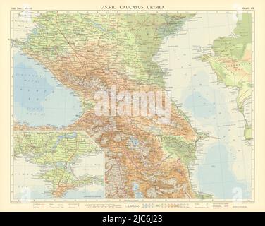 Caucaso dell'URSS. Georgia Azerbaydzhan Azerbaijan Armeniya Armenia. MAPPA TIMES 1959 Foto Stock