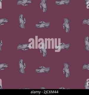 Scarpe da calcio con motivo senza cuciture. Sfondo vintage tema sportivo in stile disegnato a mano. Tessuto vettoriale a disegno ripetuto per stampa, tessuto, wrapp Illustrazione Vettoriale