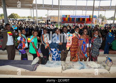 Repubblica Democratica del Congo. 10th giugno 2022. L'immagine mostra una visita all'Università di Lubumbashi, durante una visita ufficiale della coppia reale belga nella Repubblica Democratica del Congo, venerdì 10 giugno 2022. Il Re e la Regina Belga visiteranno Kinshasa, Lubumbashi e Bukavu dal 7th giugno al 13th giugno. FOTO DI BELGA NICOLAS MAETERLINCK Credit: Belga News Agency/Alamy Live News Foto Stock