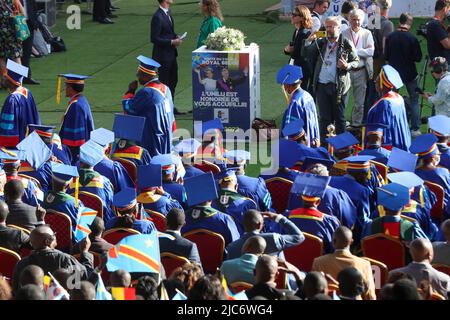 Repubblica Democratica del Congo. 10th giugno 2022. L'immagine mostra una visita all'Università di Lubumbashi, durante una visita ufficiale della coppia reale belga nella Repubblica Democratica del Congo, venerdì 10 giugno 2022. Il Re e la Regina Belga visiteranno Kinshasa, Lubumbashi e Bukavu dal 7th giugno al 13th giugno. FOTO DI BELGA NICOLAS MAETERLINCK Credit: Belga News Agency/Alamy Live News Foto Stock