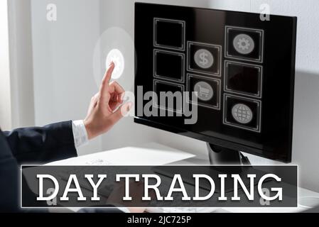 Didascalia concettuale Day Trading. Parola per titoli che acquistano e vendono strumenti finanziari -47380 Foto Stock