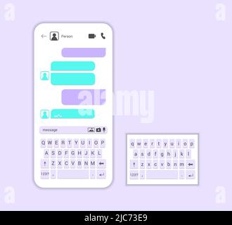 Interfaccia smartphone chat modello vettore illustrazione Messenger finestra SMS Messenger app mobile schermo Componi dialoghi mockup chat online per Illustrazione Vettoriale